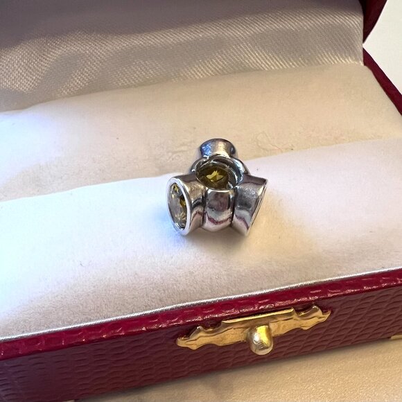 Pandora RETIRED Yellow Bonsai Cat's Eye Charm Sterling Silver - Picture 4 of 7